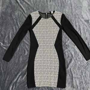 Long sleeve black and white dress